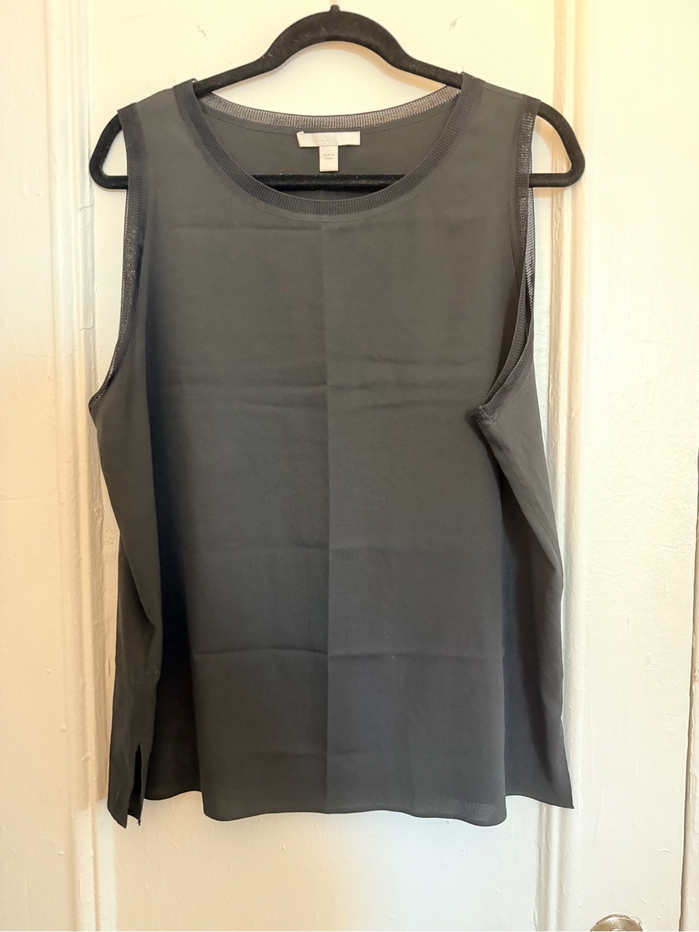 Boss by Hugo Boss - Black Silk Tank Top with ribbed trim - Size 12
